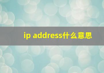 ip address什么意思